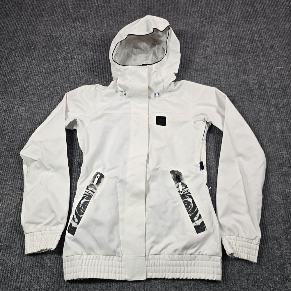 Adidas Snowboarding‎ Jacket Womens XS White Hooded RECCO Ski Snowboard Long